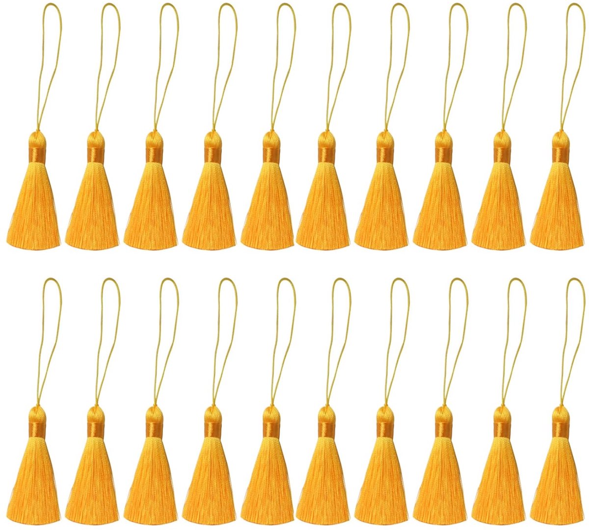 TRANKIELO® – Set van 20 Gouden Kwastjes | Handgemaakt en Zijdezacht | Multifunctionele Decoratieve Kwastjes voor DIY Projecten, Boekmerken, Mobiele Accessoires en Meer